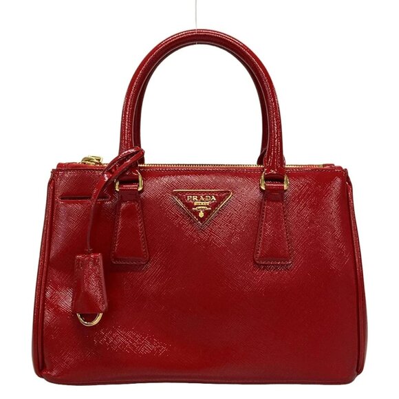 PRADA Galleria Mini Bag Red Patent Leather Handbag 738-082725 - Picture 1 of 14
